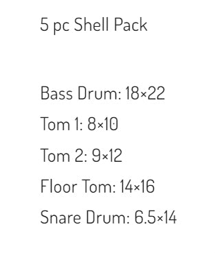 BATERIA FUSE; 7 CAPAS DE MAPLE Y MAHOGANY, BD22", SD14",TOMS 10",12",16", SHELL PACK (SIN HERRAJE).GRIS CEMENTO BRILLANTE