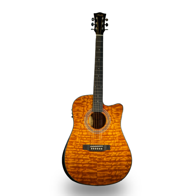 GUITARRA ACUSTICA COLOR NARANJA EN ALTO BRILLO CON ECUALIZADOR