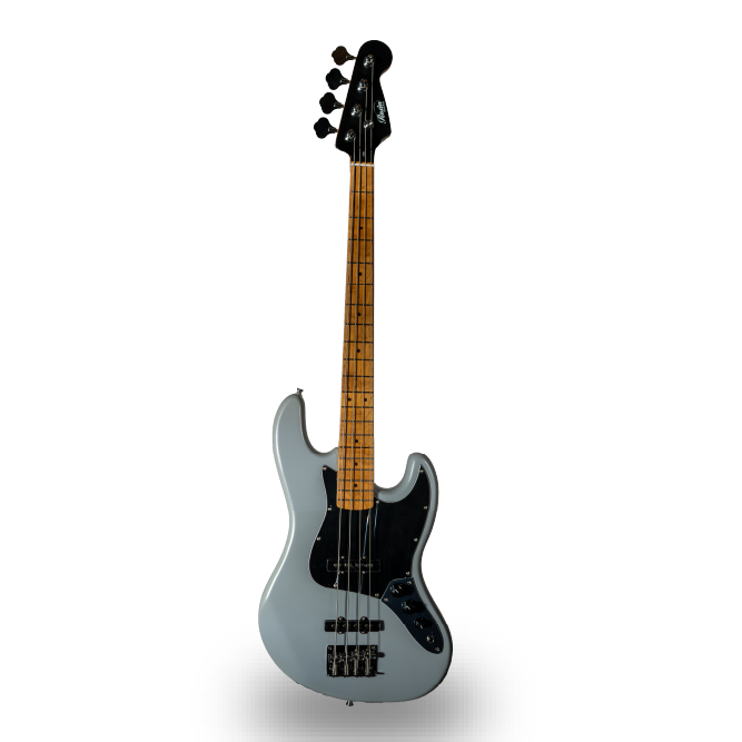 BAJO DE 4 CUERDAS ELECTRICO, COLOR GRIS MATE
