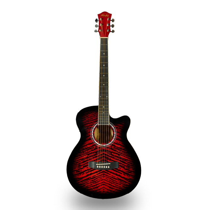 GUITARRA ACUSTICA, COLOR ROJO CON ECUALIZADOR