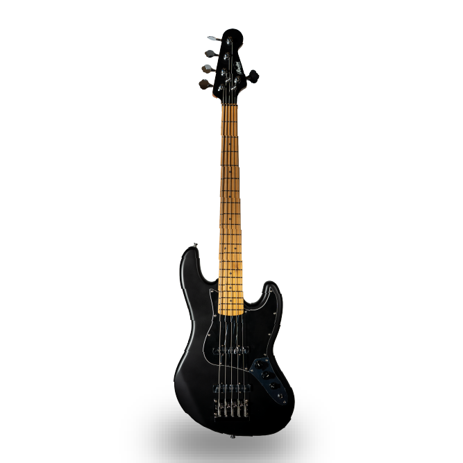 BAJO ELECTRICO 5 CUERDAS, NEGRO MATE.