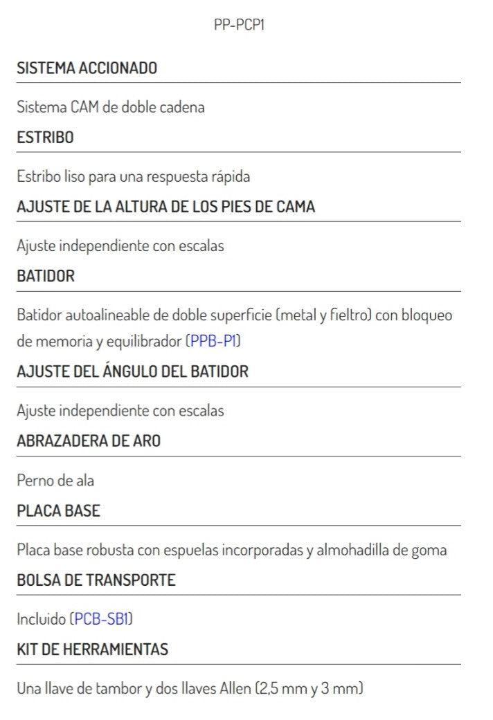 TRANSMISIÓN POR CADENA DE BOBINA DE PRECISIÓN CON UN SOLO PEDAL