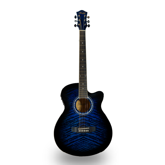 GUITARRA ACUSTICA, COLOR AZUL CON ECUALIZADOR