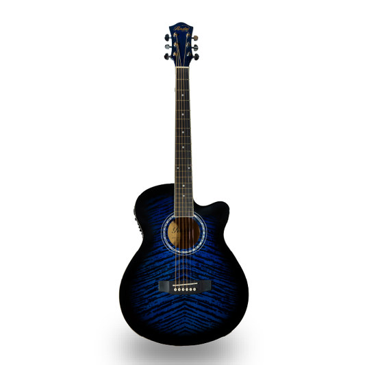 GUITARRA ACUSTICA, COLOR AZUL CON ECUALIZADOR