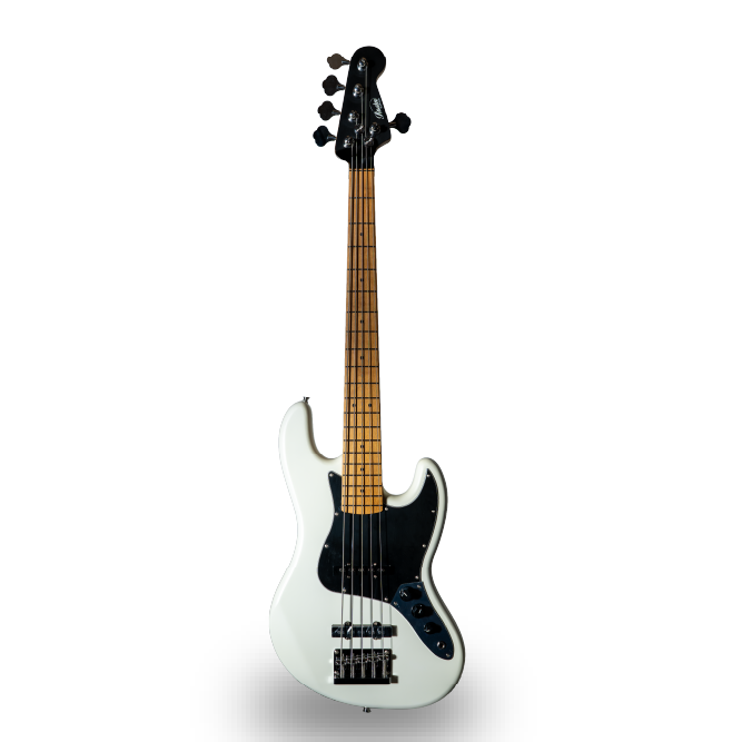 BAJO ELECTRICO 5 CUERDAS, BLANCO MATE.