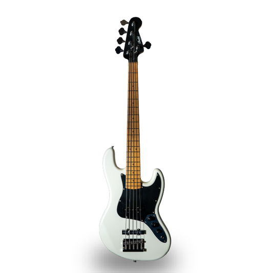 BAJO ELECTRICO 5 CUERDAS, BLANCO MATE.